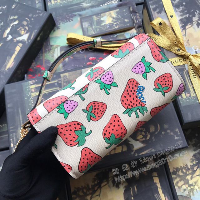 Gucci包 古馳女包 564718草莓全皮 2019新款高端品質迷你鏈條包  gudj1185